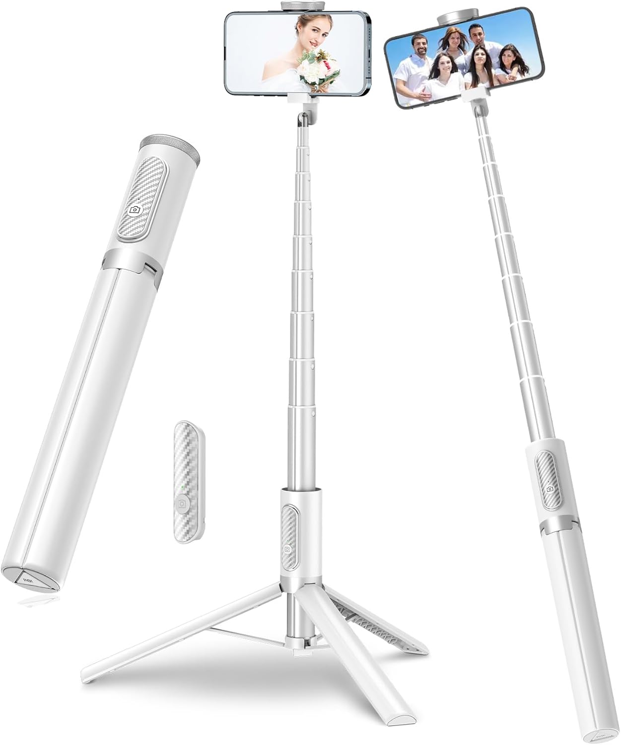 KOKOGOL 67" Cell Phone Selfie Stick Tripod,Smartphone Stand All-in-1 with Integrated Wireless Remote,Portable,Lightweight,Extendable for iPhone/Android(Black)