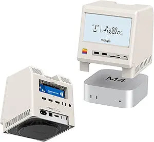 Retro Docking Station for Mac mini M4 with 5-inch Full HD Monitor and 10Gbps M.2 NVMe PCIe SSD Enclosure