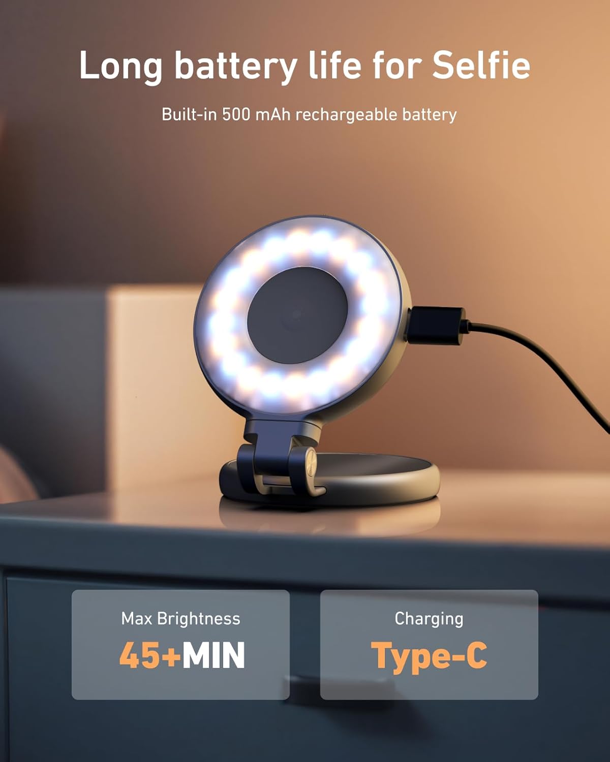 Magnetic Selfie Light, Phone Light Compatible with iPhone Magsafe, CRI97 360° LED Selfie Ring Fill Light with Mirror for Selfies/Photography/TikTok/Zoom Calls/Video Conference