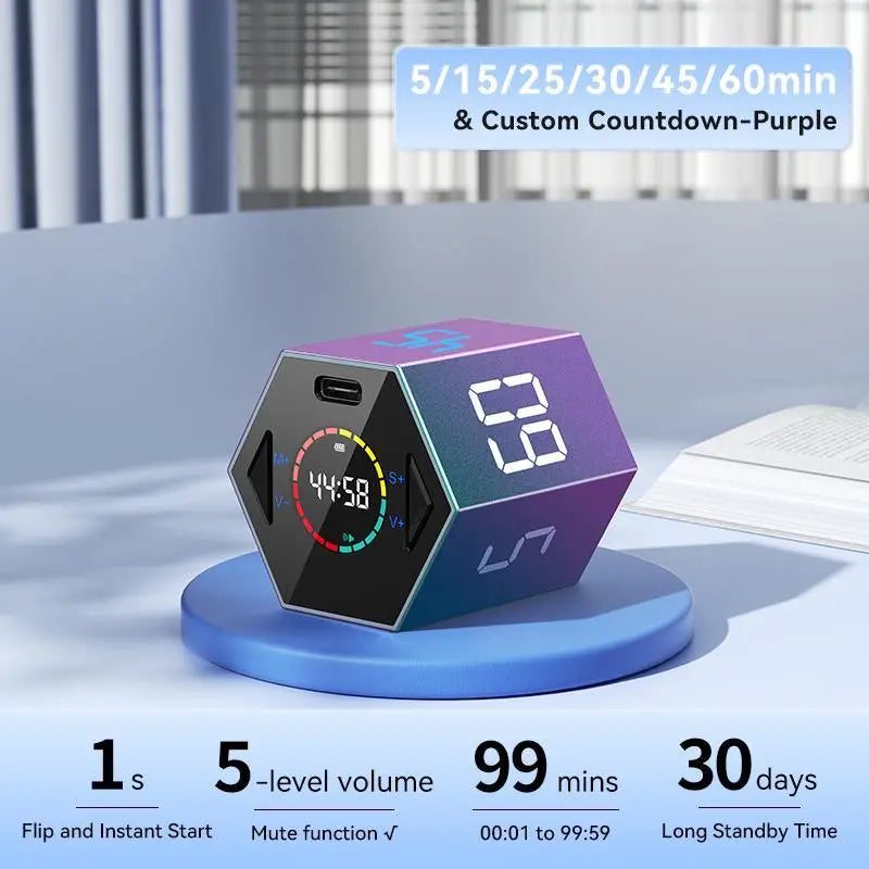 Pomodoro Timer Cube, Productivity Timer, Pause & Resume