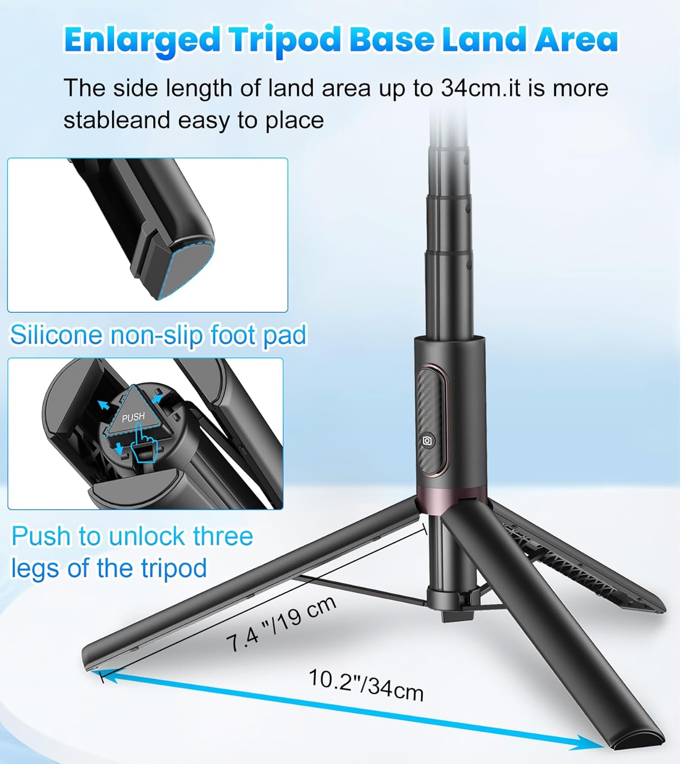 KOKOGOL 67" Cell Phone Selfie Stick Tripod,Smartphone Stand All-in-1 with Integrated Wireless Remote,Portable,Lightweight,Extendable for iPhone/Android(Black)