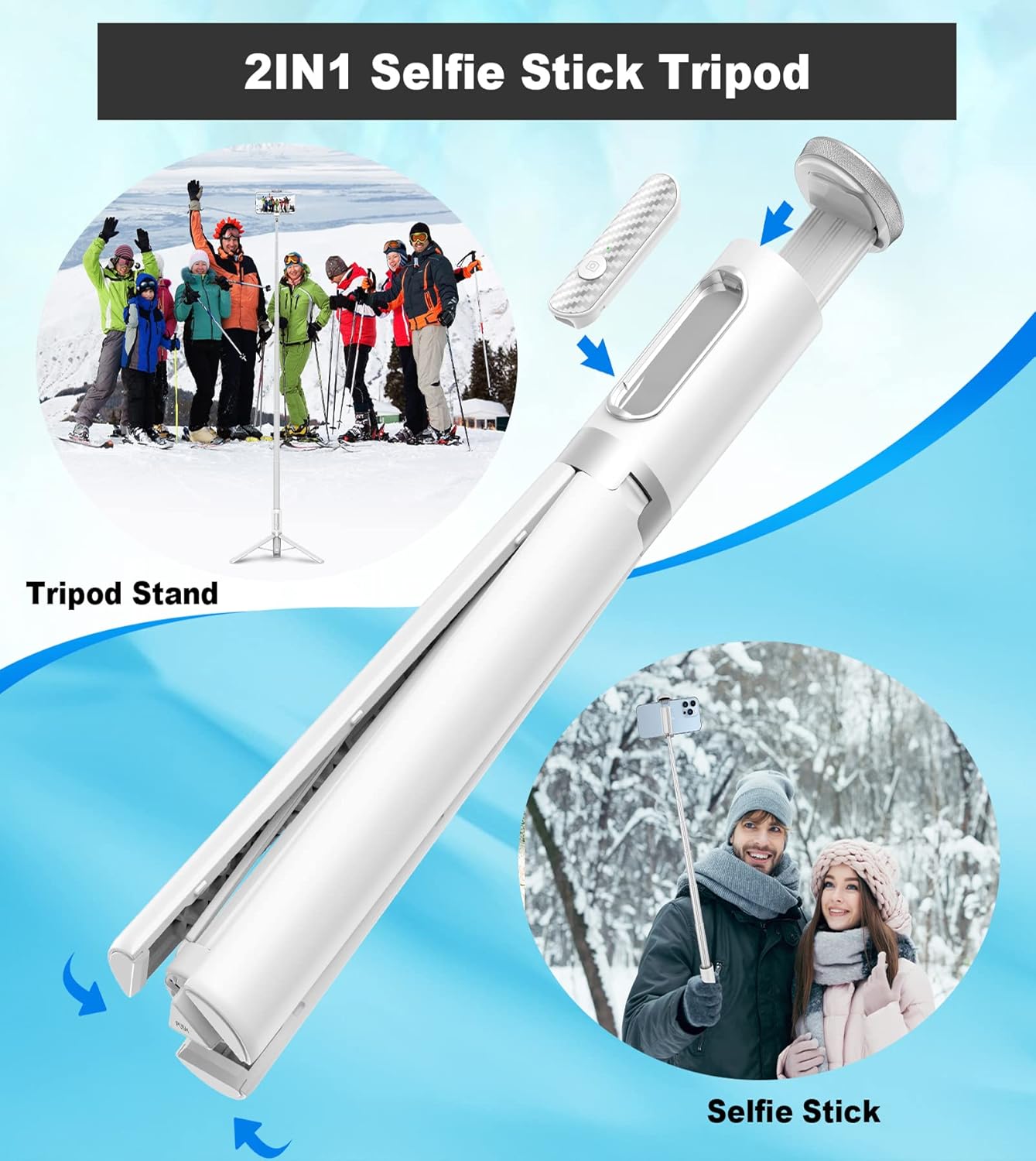 KOKOGOL 67" Cell Phone Selfie Stick Tripod,Smartphone Stand All-in-1 with Integrated Wireless Remote,Portable,Lightweight,Extendable for iPhone/Android(Black)