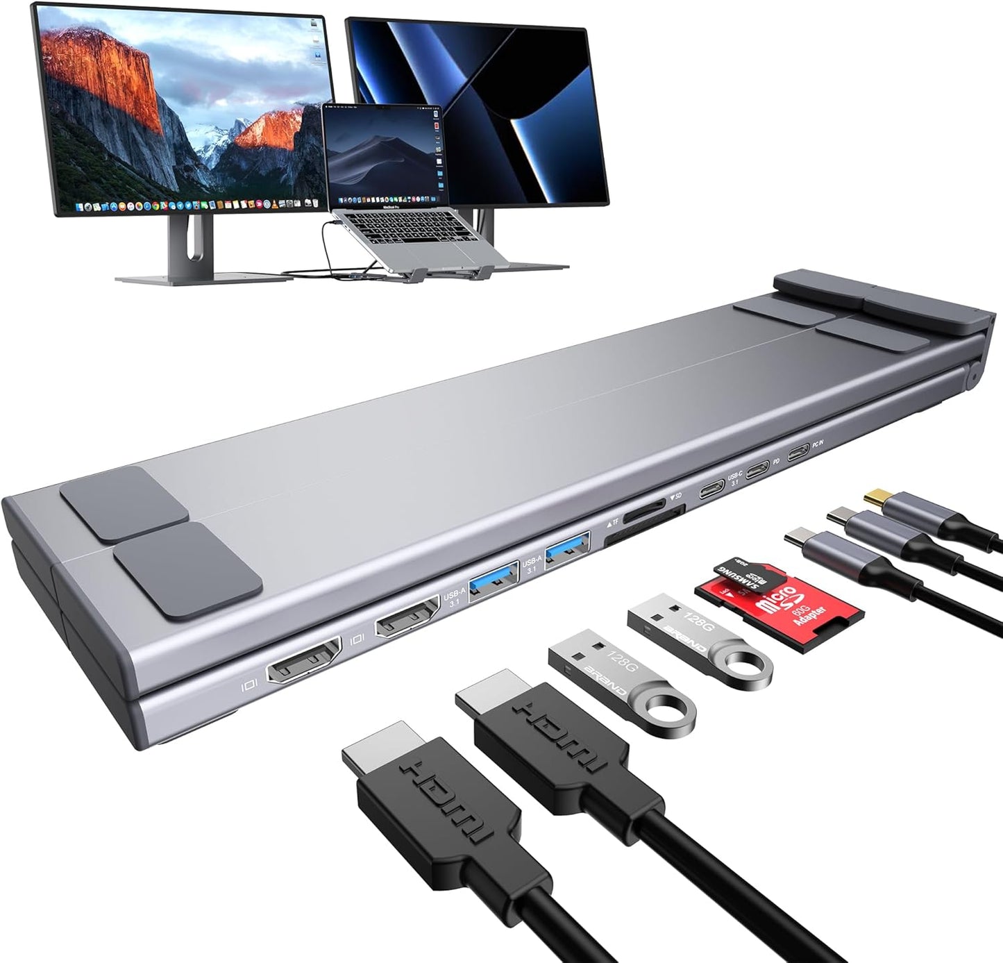 USB-C Docking Station Laptop Stand – 8-in-1 USB-C Hub with 4K HDMI, 100W PD, Dual USB 3.0