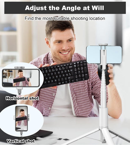 KOKOGOL 67" Cell Phone Selfie Stick Tripod,Smartphone Stand All-in-1 with Integrated Wireless Remote,Portable,Lightweight,Extendable for iPhone/Android(Black)