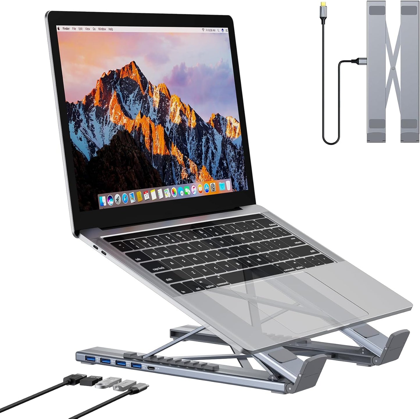 USB-C Docking Station Laptop Stand – 8-in-1 USB-C Hub with 4K HDMI, 100W PD, Dual USB 3.0