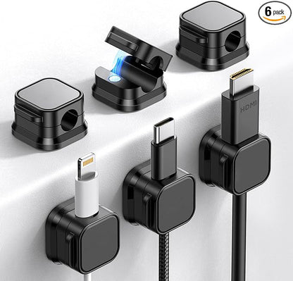 6 Pack Magnetic Cable Clips [Cable Smooth Adjustable] Cord Holder