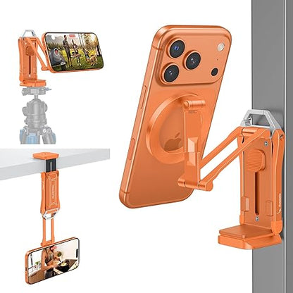 Magnetic Phone Holder for Vlogging, Content Creator Essentials with 1/4" Screw, Arca, Strong Back Magnet for Gym, Adjustable Phone Stand & Selfie Stick