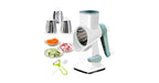 Rotary cheese grater with 5 blades and suction base