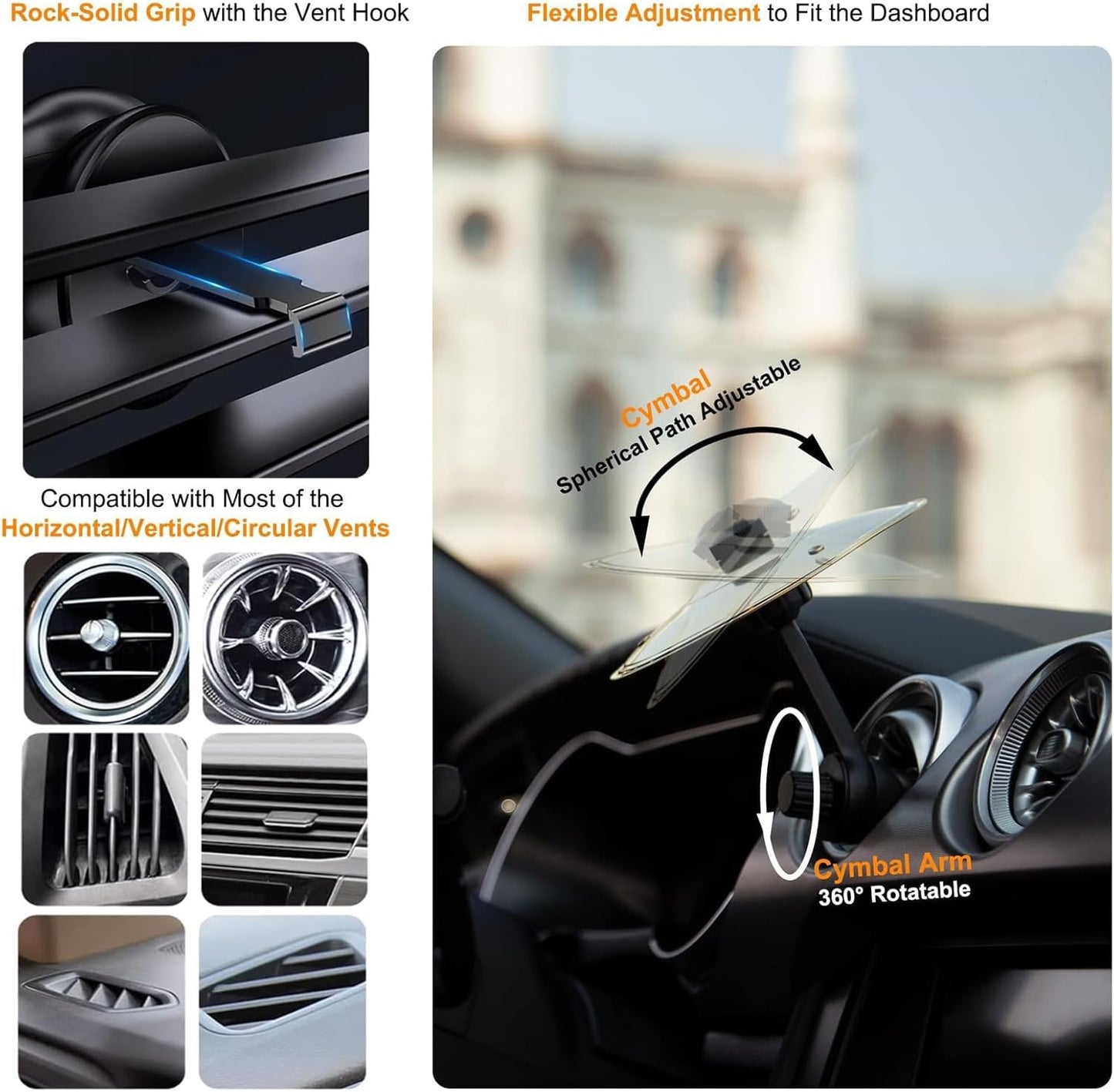 Car Cymbal. Mini Drum Crash Cymbal For Car Vent.Car Cymbal Air Vent.Car Symbol Drum Air Vent (Gold)