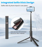KOKOGOL 67" Cell Phone Selfie Stick Tripod,Smartphone Stand All-in-1 with Integrated Wireless Remote,Portable,Lightweight,Extendable for iPhone/Android(Black)