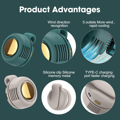 Portable Silent Mini Bladeless Fan Clip On,3 Speeds Clip-on Fans for Shirt,Small Clips FanMini Whirlwind Fans for Waist Clips Suitable for Outdoor & Travel & Office