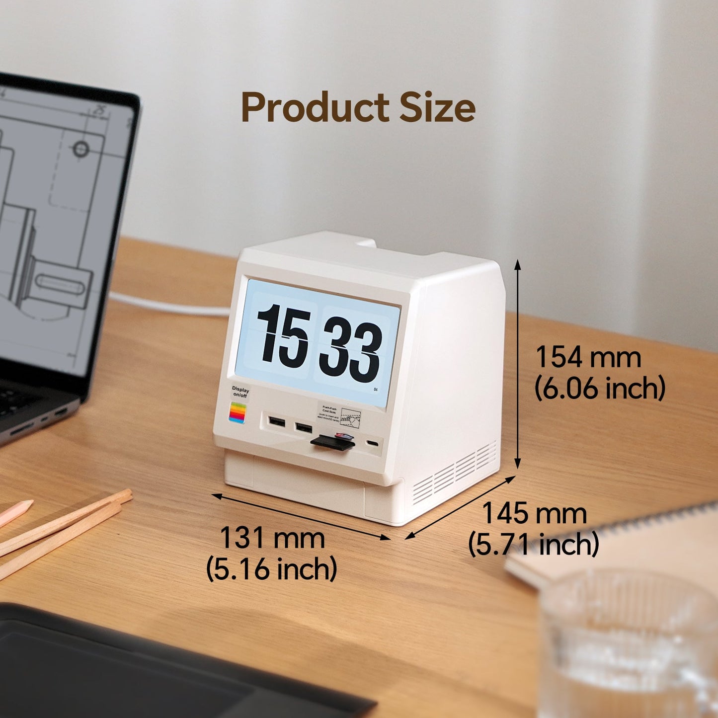 Retro Docking Station for Mac mini M4 with 5-inch Full HD Monitor and 10Gbps M.2 NVMe PCIe SSD Enclosure