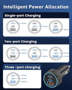 USB C Car Charger, 3-Port 67W Dual USB-C & USB-A Car Power Adapter PD/QC Fast Charging