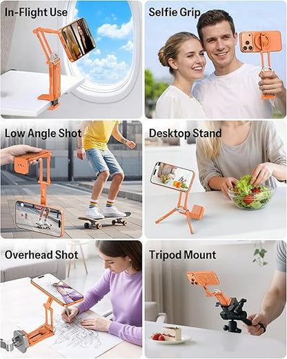 Magnetic Phone Holder for Vlogging, Content Creator Essentials with 1/4" Screw, Arca, Strong Back Magnet for Gym, Adjustable Phone Stand & Selfie Stick