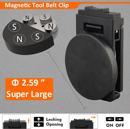 Magnetic Tool Belt Clip,Anti-Slip Magnet Tool Holder for Belt,Strong Magne Clip Tool Belt Accessories for Hammer Screwdrivers Adjustable Wrench Magnetic Tools and Hardware(2 Set)