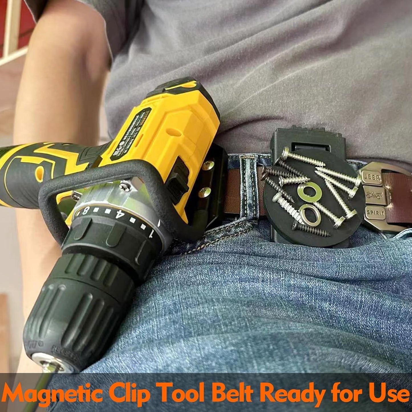 Magnetic Tool Belt Clip,Anti-Slip Magnet Tool Holder for Belt,Strong Magne Clip Tool Belt Accessories for Hammer Screwdrivers Adjustable Wrench Magnetic Tools and Hardware(2 Set)