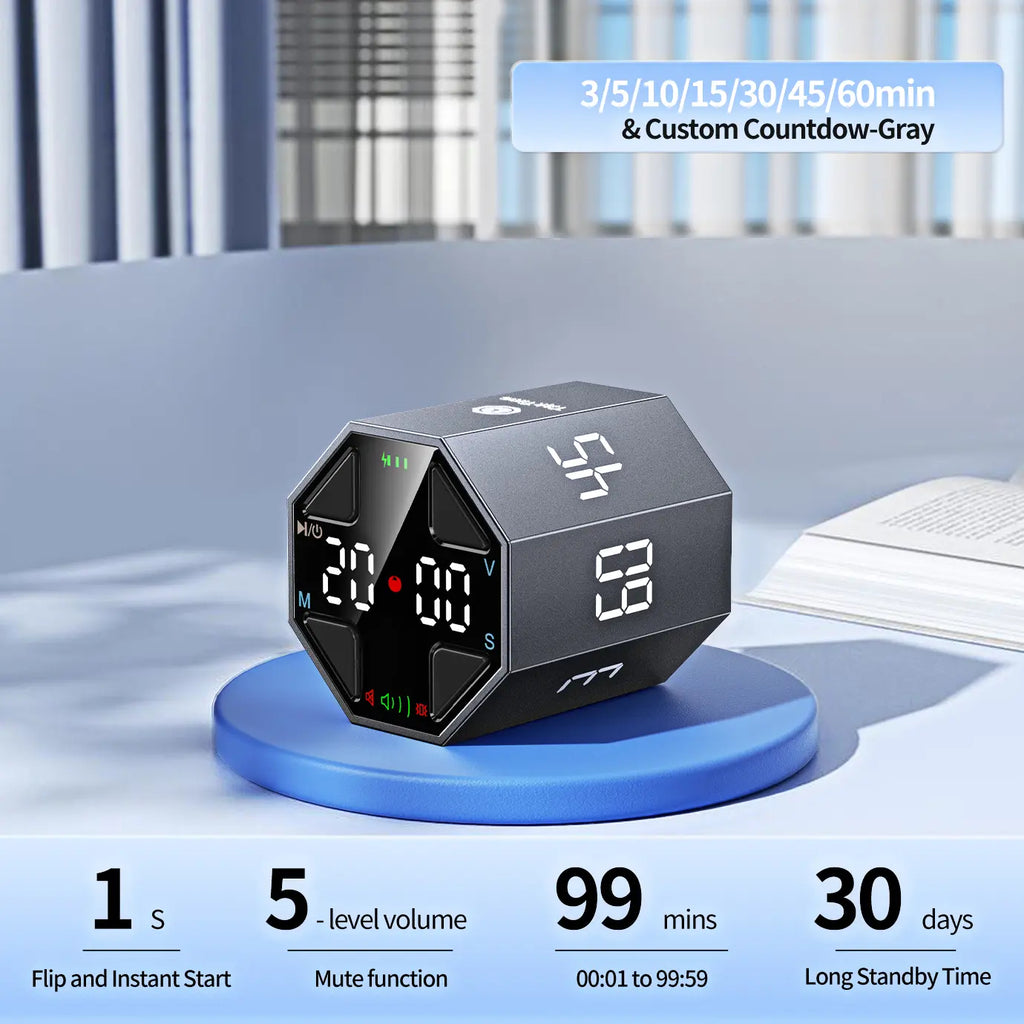 Pomodoro Timer Cube, Productivity Timer, Pause & Resume