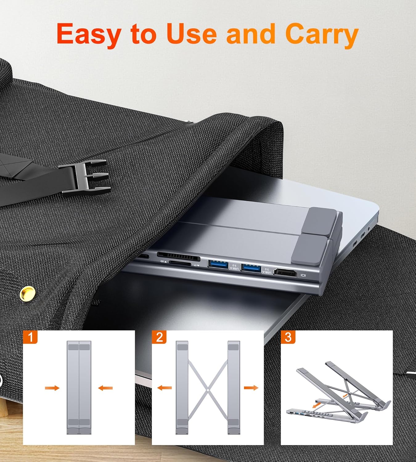 USB-C Docking Station Laptop Stand – 8-in-1 USB-C Hub with 4K HDMI, 100W PD, Dual USB 3.0