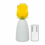 Yellow blooming rose lamp bud with remote control