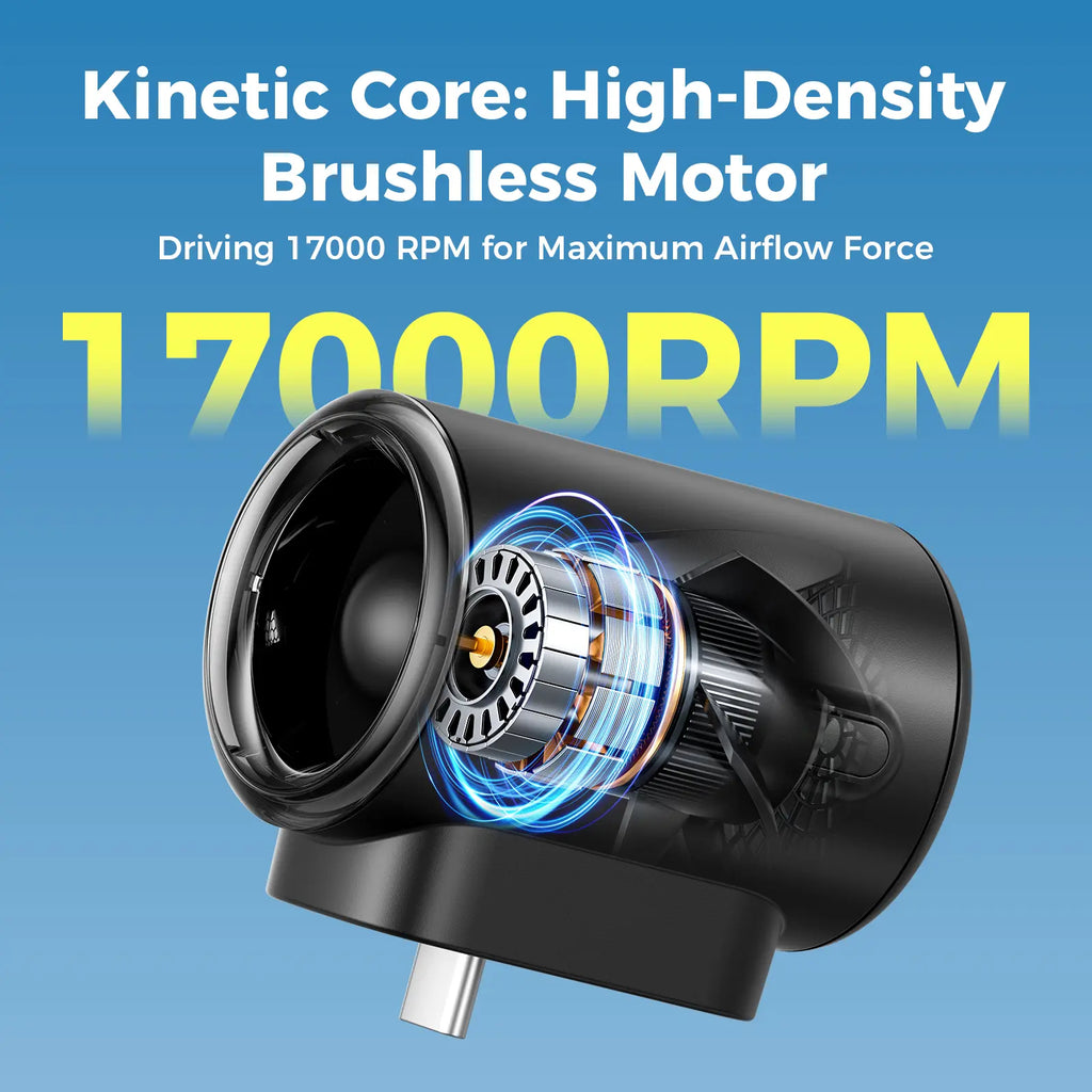Ultra-Powerful Type-C Plug-in Fan, 17,000 RPM High Speed, Compatible with iPhone, iPad, Power Bank & Tablets.