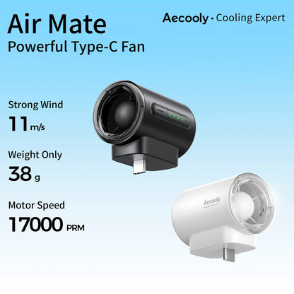 Ultra-Powerful Type-C Plug-in Fan, 17,000 RPM High Speed, Compatible with iPhone, iPad, Power Bank & Tablets.
