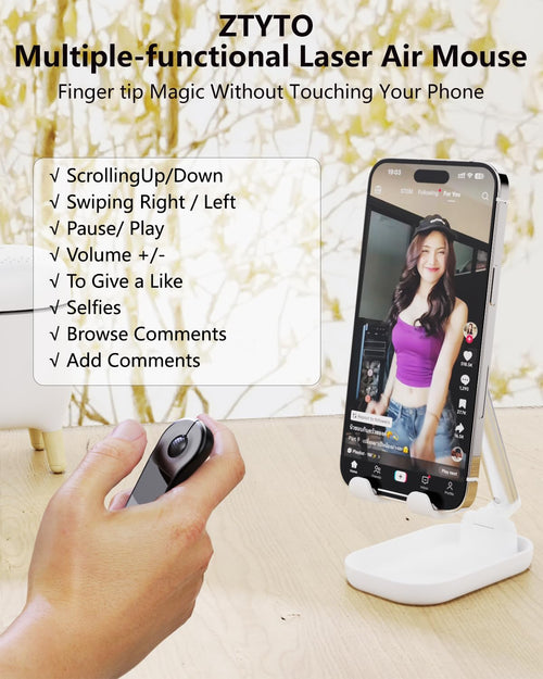 Air Mouse Rechargeable Wireless Presenter with Touchpad for PC/Laptop/iOS/Android, Bluetooth Remote Control for PowerPoint/Keynote/TikTok/Camera/Kindle App