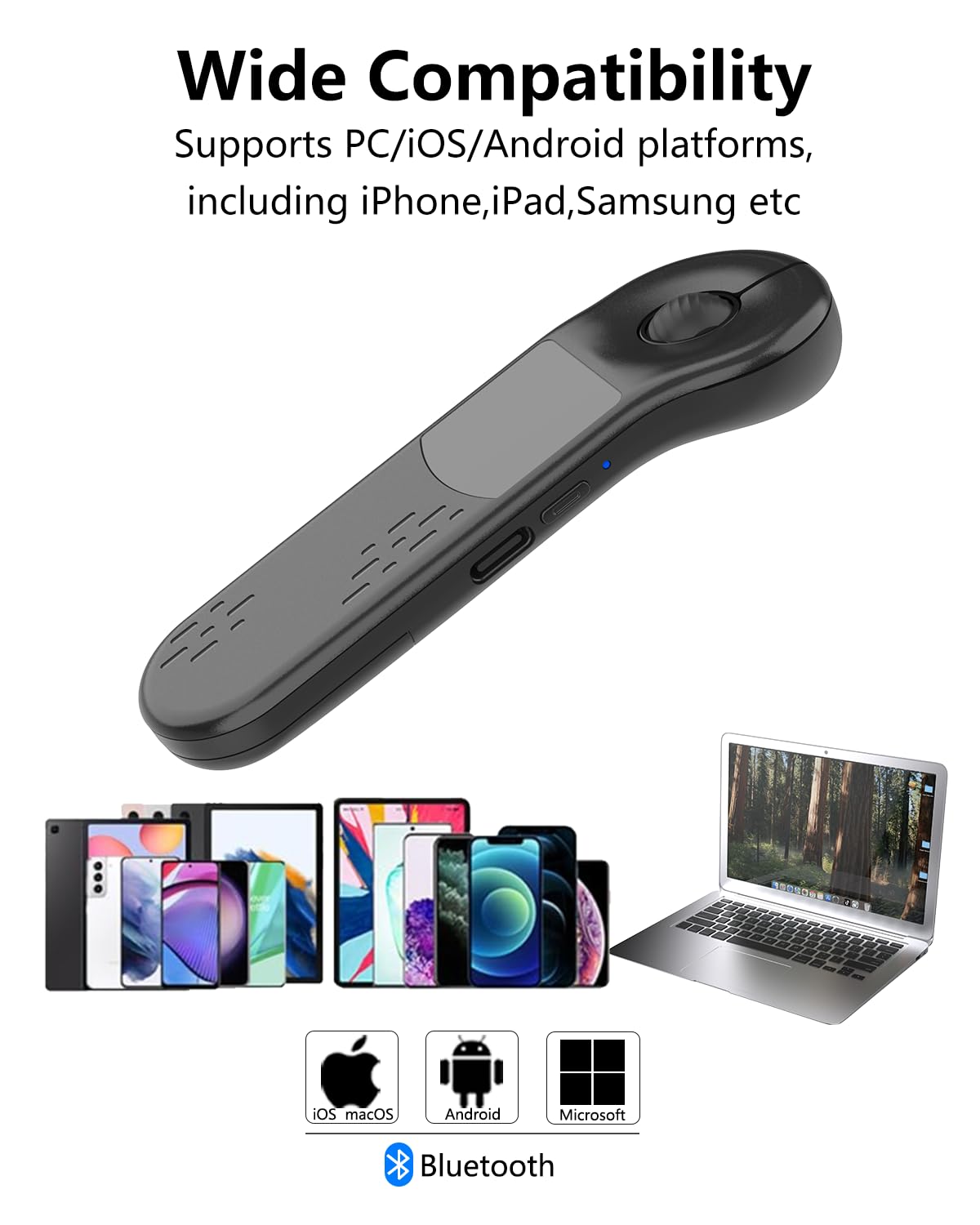 Air Mouse Rechargeable Wireless Presenter with Touchpad for PC/Laptop/iOS/Android, Bluetooth Remote Control for PowerPoint/Keynote/TikTok/Camera/Kindle App