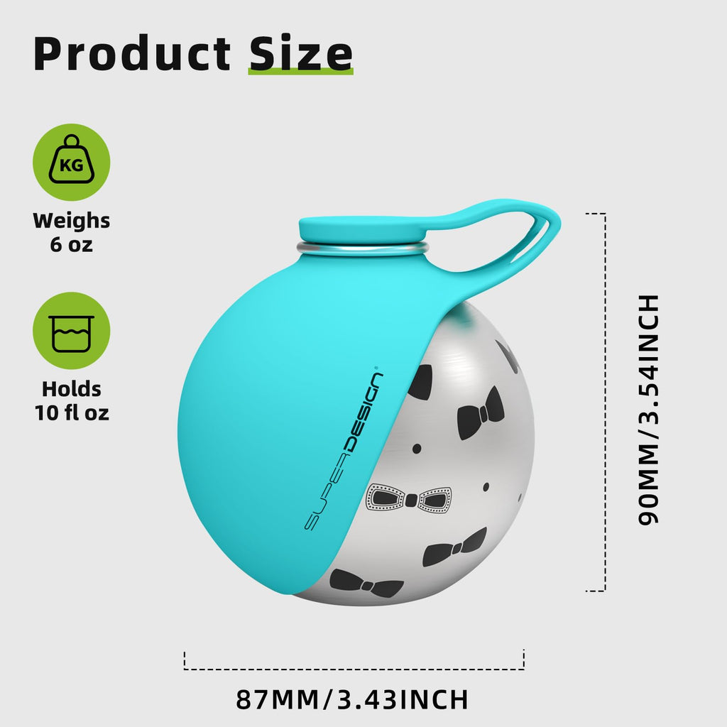 Round Stainless Steel Dog Water Bottle - 27oz Leak-Proof Portable Pet Travel Flask with Wide Drinking Bowl