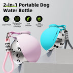 Round Stainless Steel Dog Water Bottle - 27oz Leak-Proof Portable Pet Travel Flask with Wide Drinking Bowl