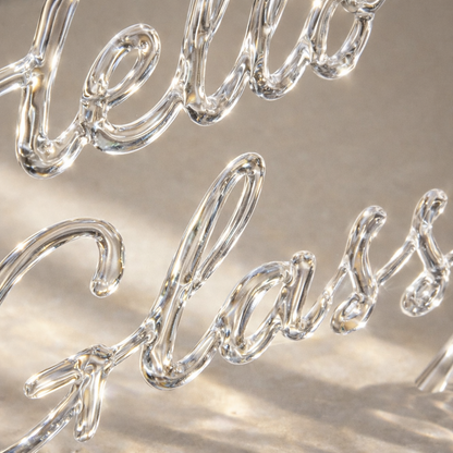 “Hello” Handwritten Clear Acrylic Display – A Small Nostalgic Desk Statement