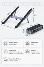 The world’s smallest foldable laptop stand with integrated USB hub—designed for modern mobile work.
