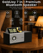 Flip-Up Display Screen Bluetooth Speaker, 7-in-1 Wireless Charging Station, Romantic Sunset Lamp