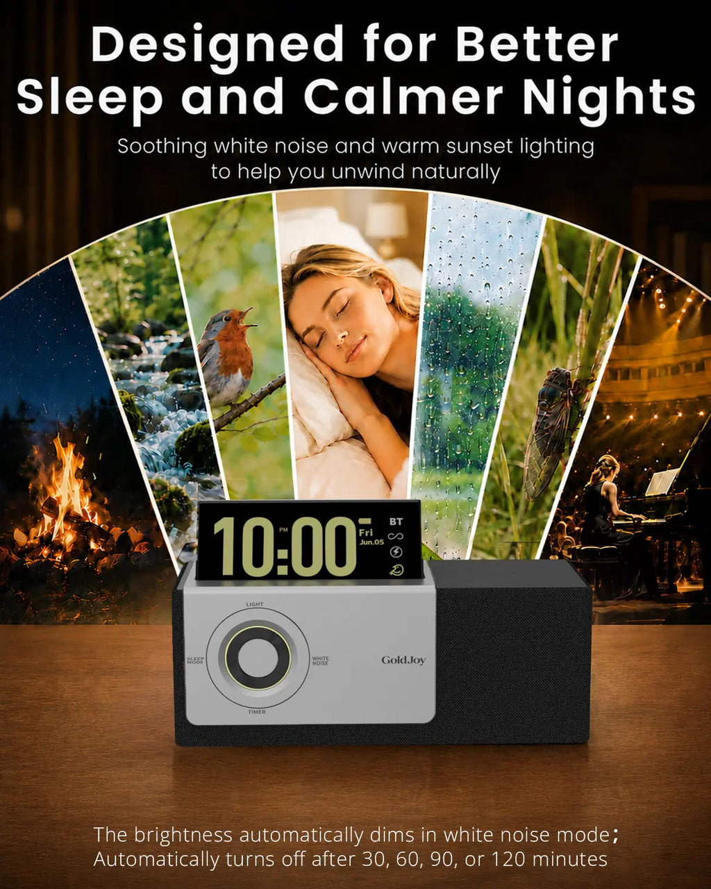 Flip-Up Display Screen Bluetooth Speaker, 7-in-1 Wireless Charging Station, Romantic Sunset Lamp