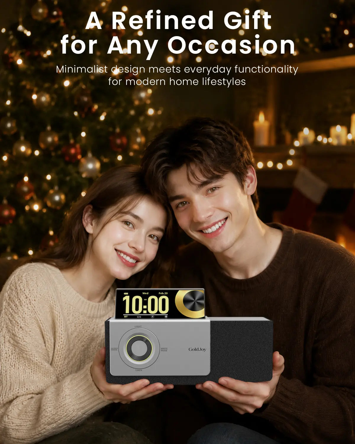 Flip-Up Display Screen Bluetooth Speaker, 7-in-1 Wireless Charging Station, Romantic Sunset Lamp