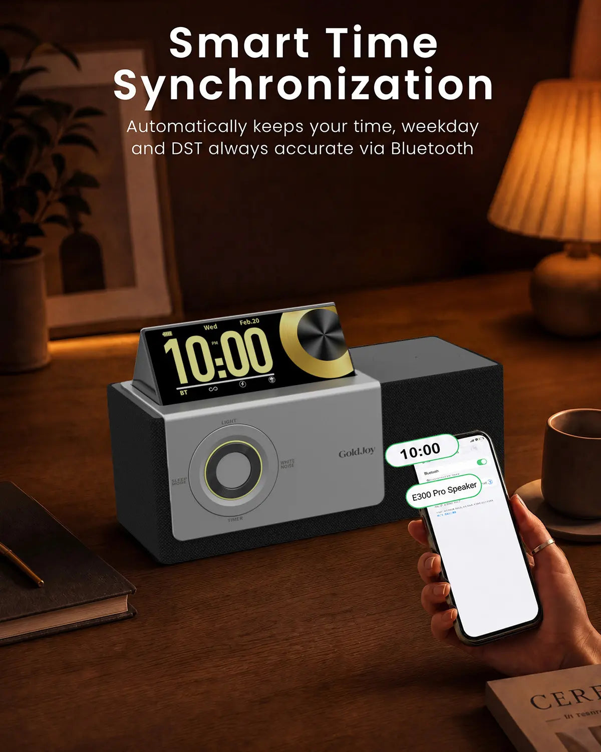 Flip-Up Display Screen Bluetooth Speaker, 7-in-1 Wireless Charging Station, Romantic Sunset Lamp