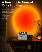 Flip-Up Display Screen Bluetooth Speaker, 7-in-1 Wireless Charging Station, Romantic Sunset Lamp