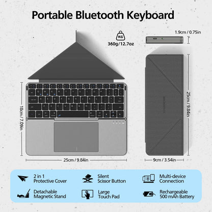 Foldable Bluetooth Keyboard with Touchpad and Stand