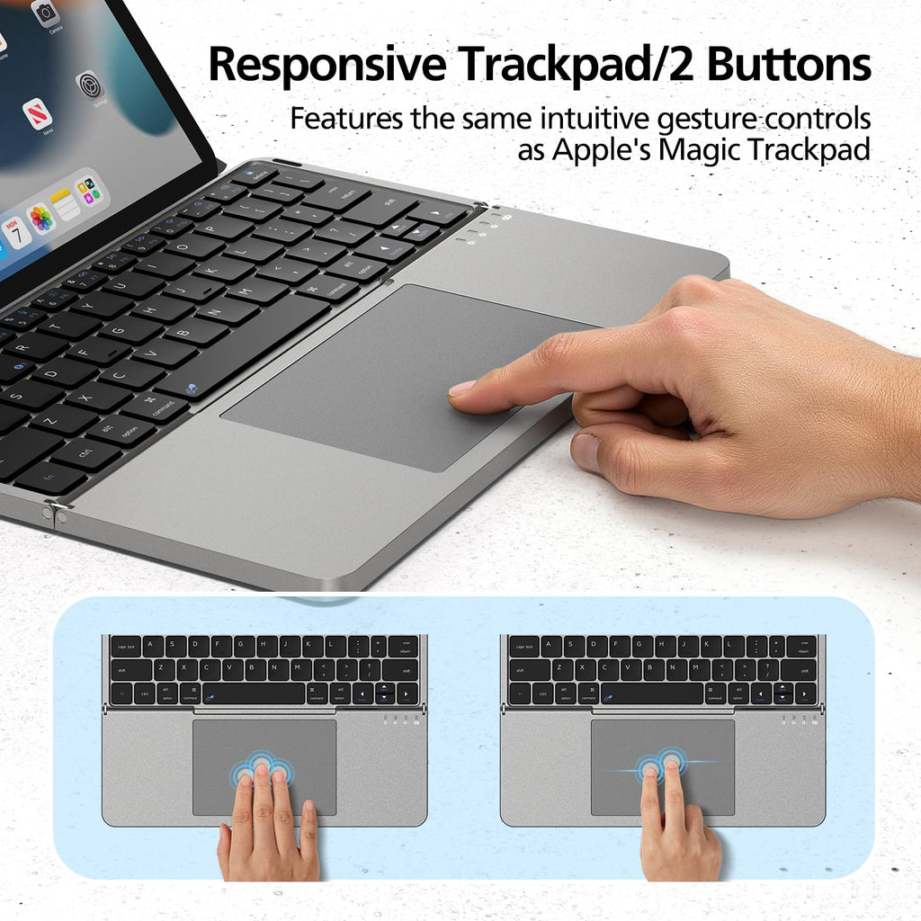 Foldable Bluetooth Keyboard with Touchpad and Stand