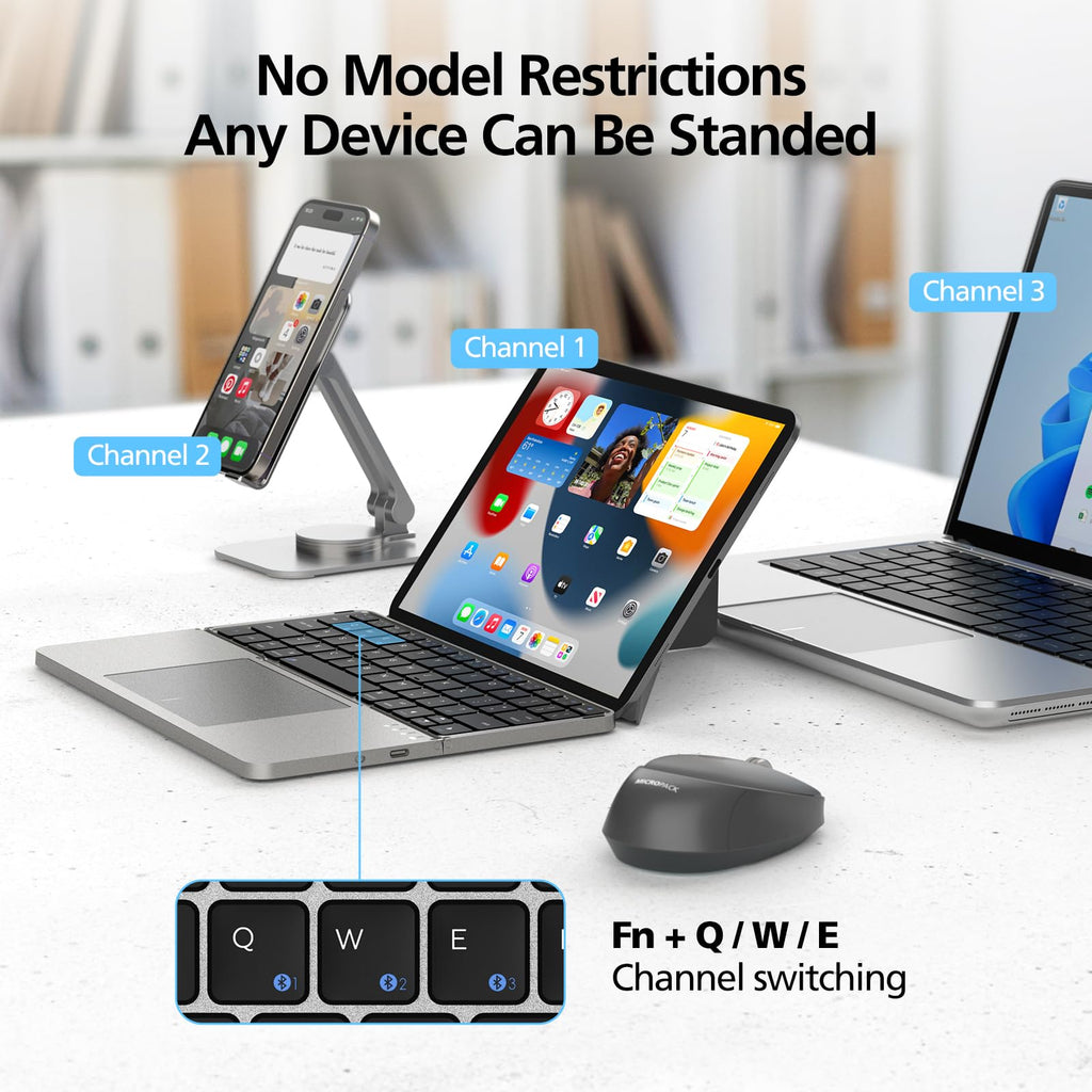 Foldable Bluetooth Keyboard with Touchpad and Stand