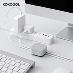 KOKOGOL_Cable_Organizer_desk_setup_with_iMac_keyboard_power_strip_and_charging_cables