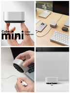 Keep your desk clean with KOKOGOL Cube Mini Cable Organizer. CNC aluminum alloy body, silicone anti-slip base, holds MagSafe, USB-C and Apple Watch cables. 64×64×31mm, 270g.