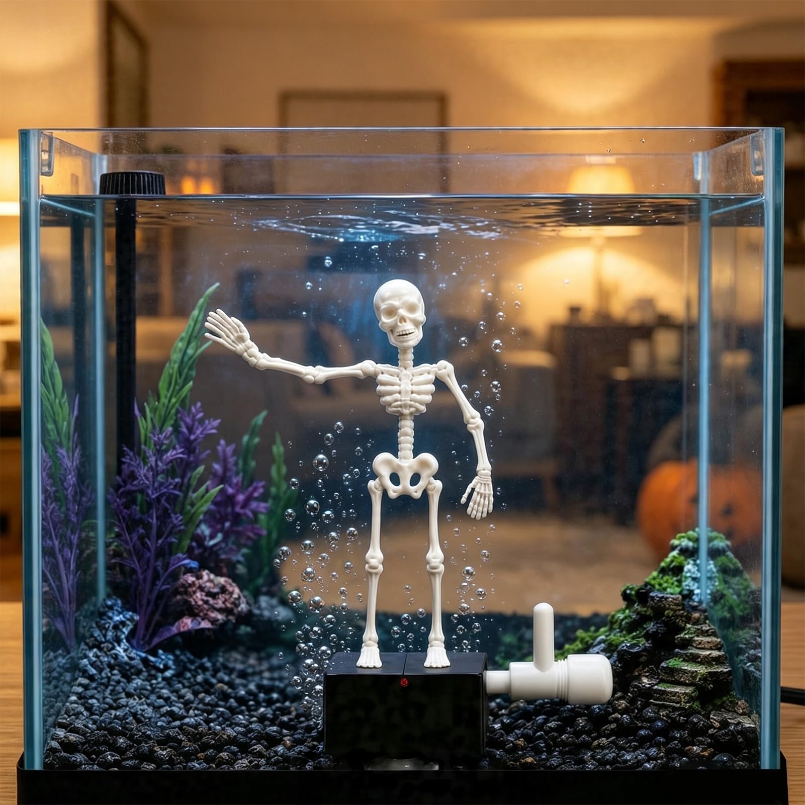 Kokogol Dancing Skull Aquarium Bubbler – Air-Powered Fish Tank Decor