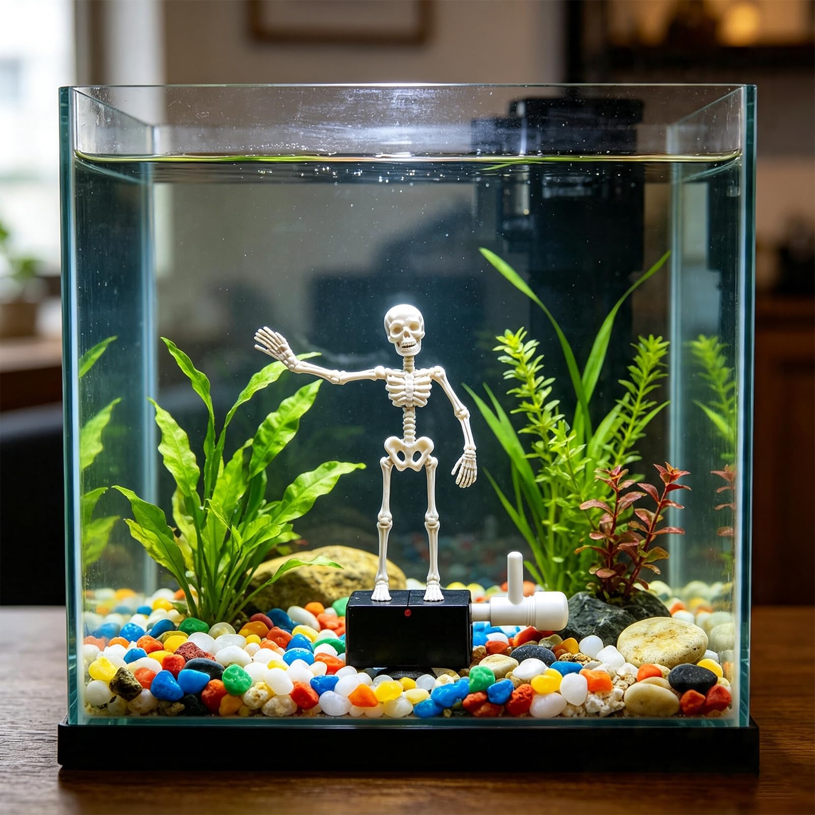 Kokogol Dancing Skull Aquarium Bubbler – Air-Powered Fish Tank Decor