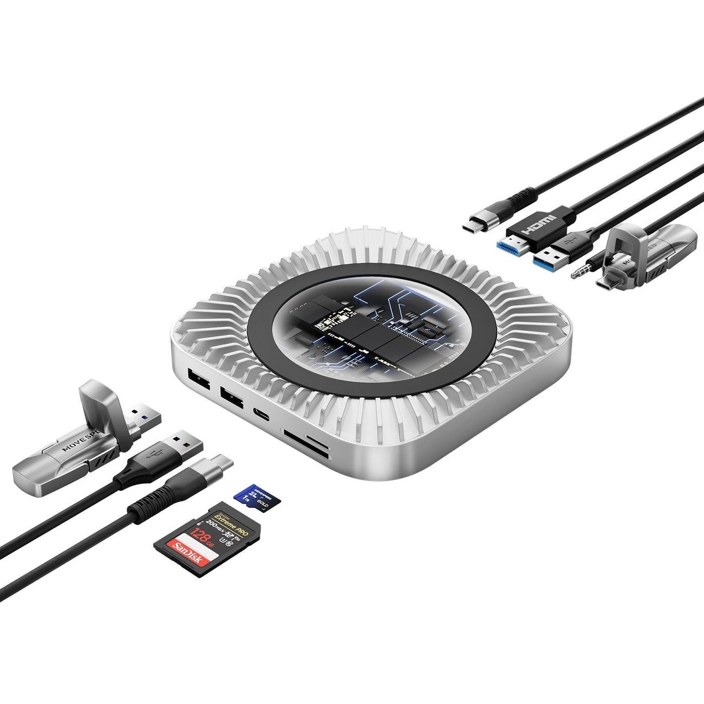 New M4/2024 Mac Mini Hub & Stand with NVMe/ M.2 SATA SSD Enclosure for All New Mac Mini M4/M4Pro