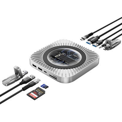 New M4/2024 Mac Mini Hub & Stand with NVMe/ M.2 SATA SSD Enclosure for All New Mac Mini M4/M4Pro