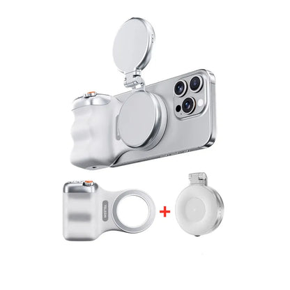 Magnetic Phone Camera Grip for iPhone/Android Fun Shot with Detachable Wireless Shutter Remote - Official Certification - 1/4" Tripod Screw - Comfort Ergonomic Camera Grip Handle Holder
