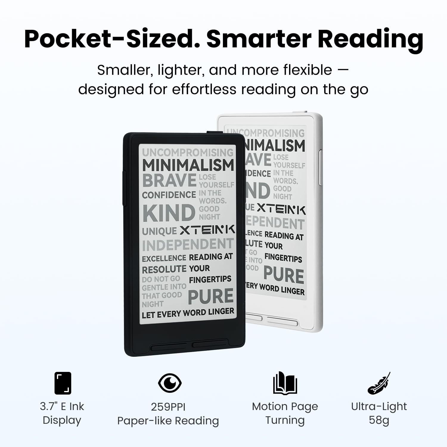 Mini E-Ink Reader Ultra-Thin Magnetic Pocket Reader