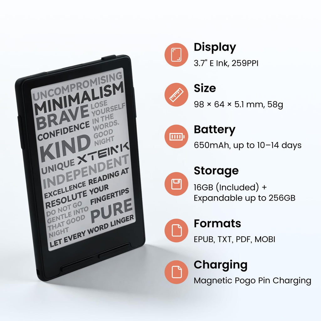 Mini E-Ink Reader Ultra-Thin Magnetic Pocket Reader