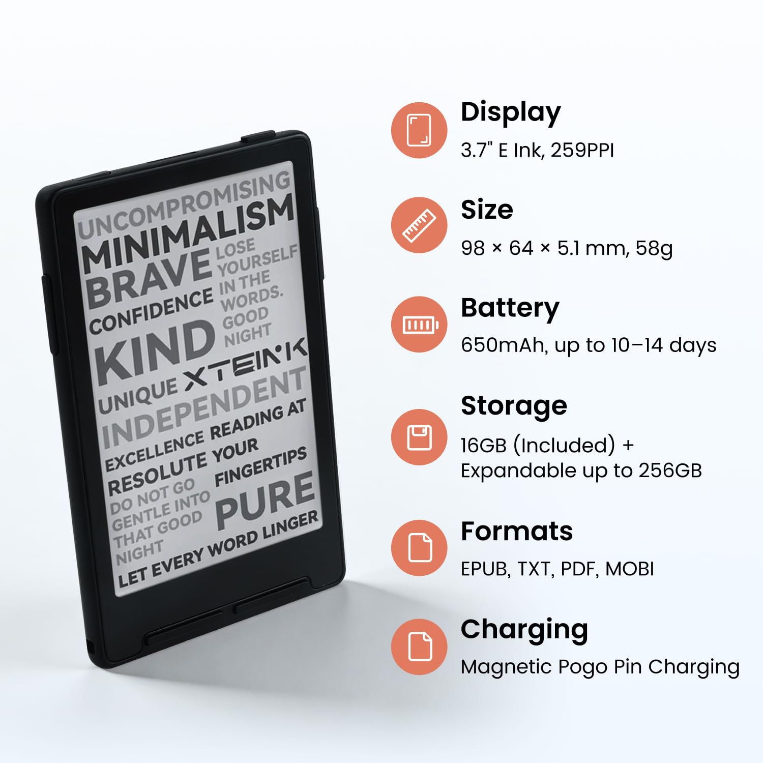 Mini E-Ink Reader Ultra-Thin Magnetic Pocket Reader