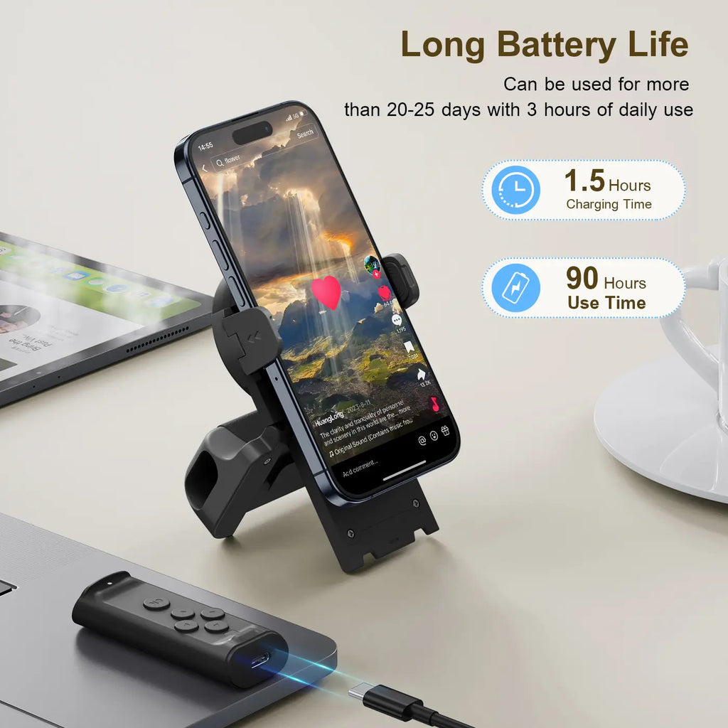 Remote Control for TikTok Scrolling with Phone Stand, Wireless Page Turner, Selfie Camera Shutter Video Recording for iOS Android